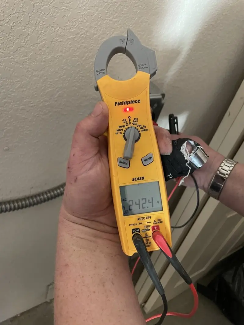 Voltage testing with clamp meter during Aluminum Wiring Replacement in Spring Valley
